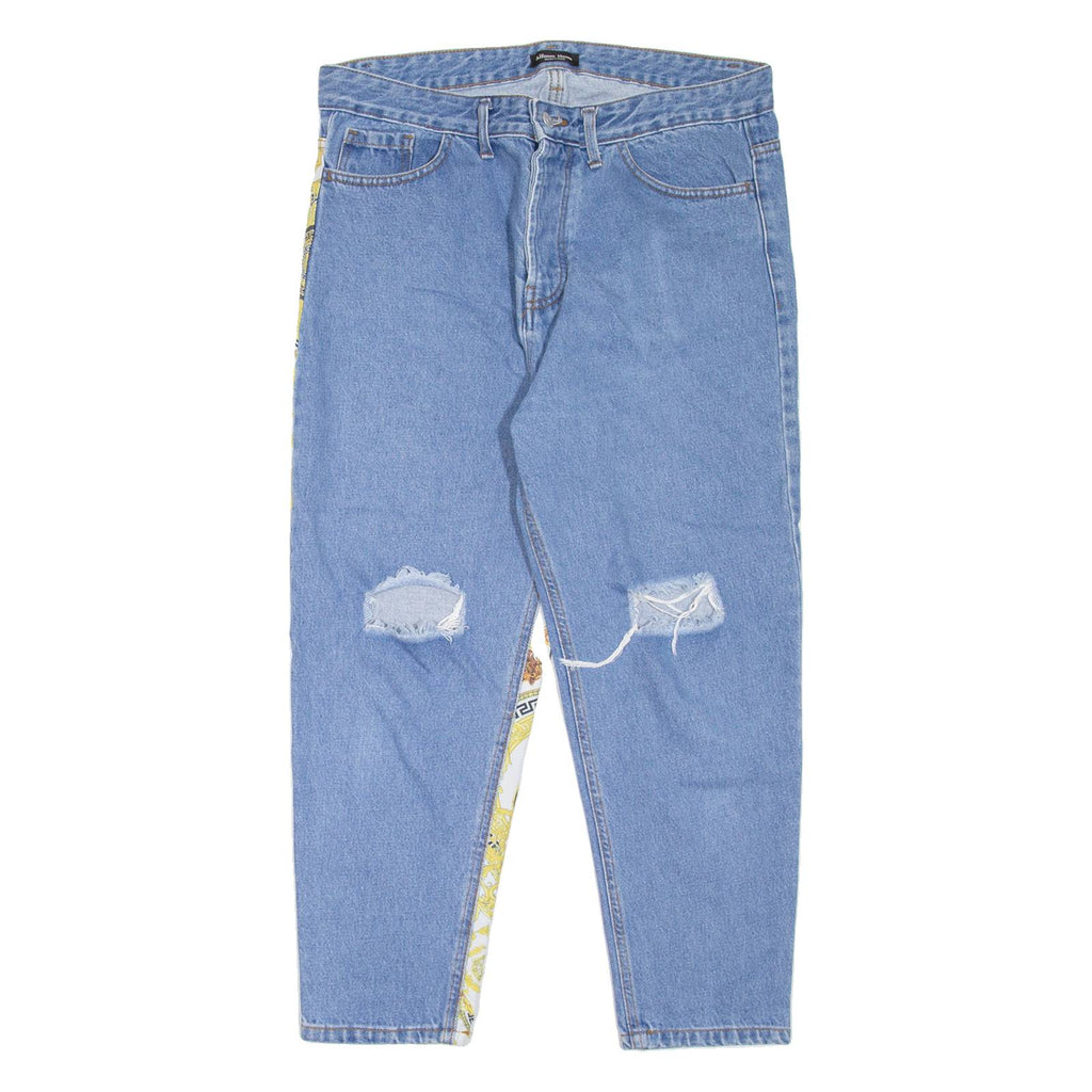 ALFONSO HOME Distressed Womens Jeans Blue Regular Tapered W34 L25