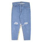 ALFONSO HOME Distressed Womens Jeans Blue Regular Tapered W34 L25