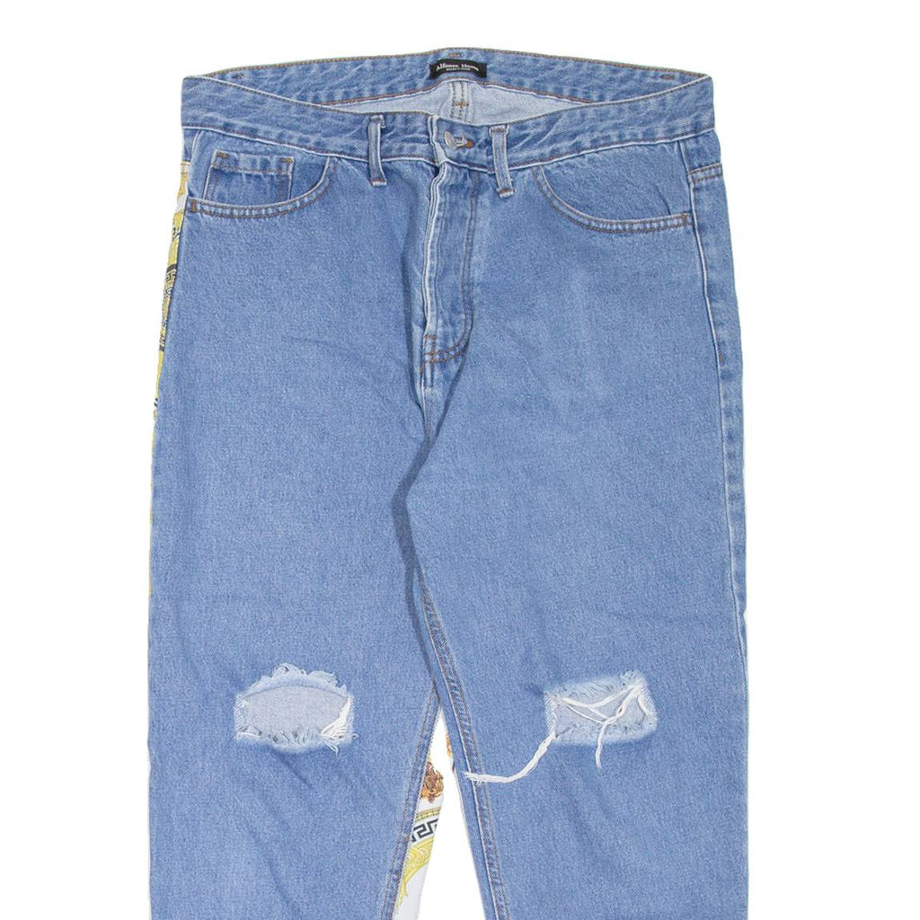 ALFONSO HOME Distressed Womens Jeans Blue Regular Tapered W34 L25