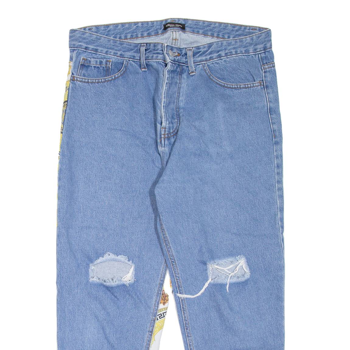 ALFONSO HOME Distressed Womens Jeans Blue Regular Tapered W34 L25