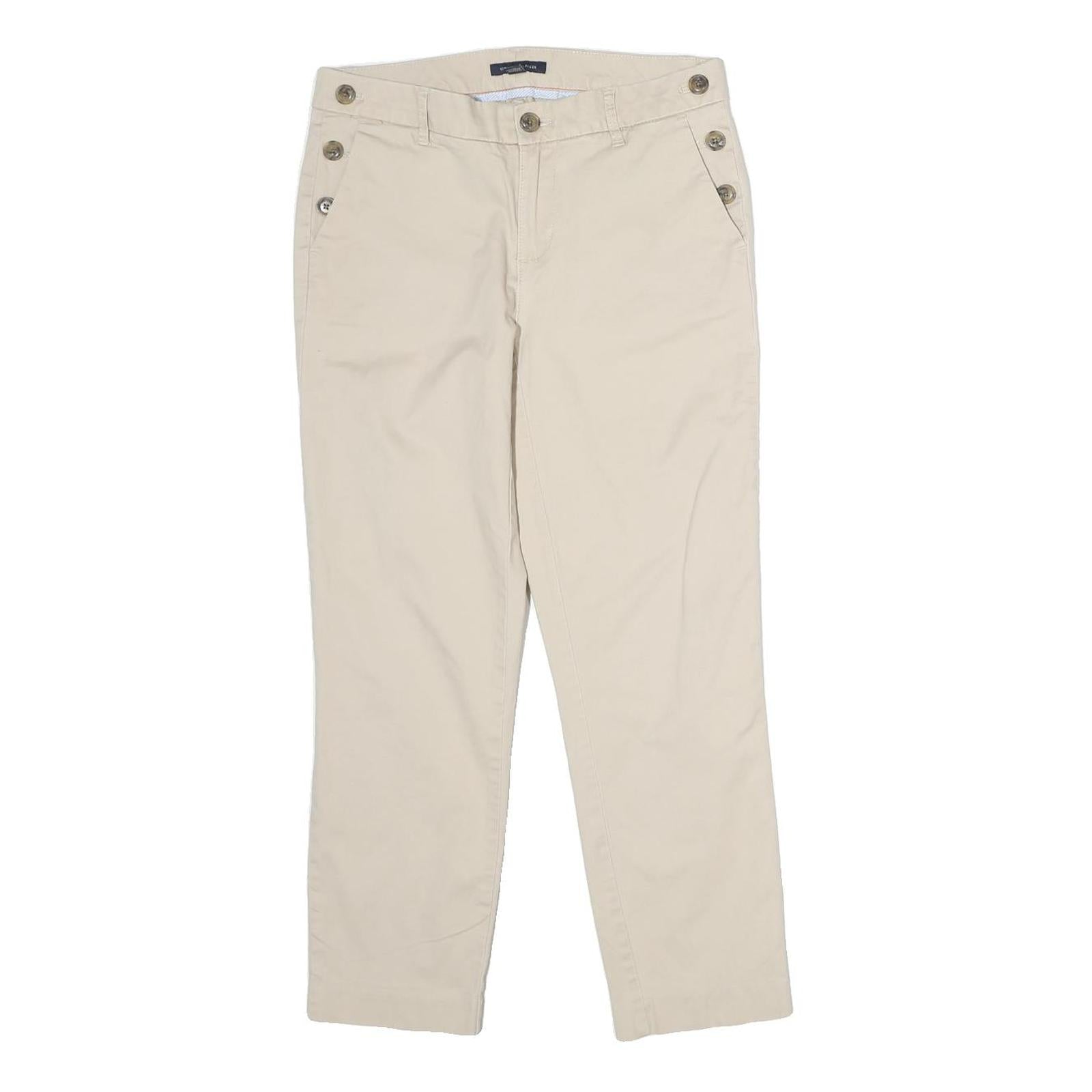TOMMY HILFIGER Mens Cotton Beige Regular Fit Straight Leg Trousers W28 L24