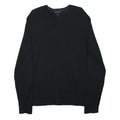 BANANA REPUBLIC Mens Black Plain Cotton Blend Jumper V-Neck Basic Knit M