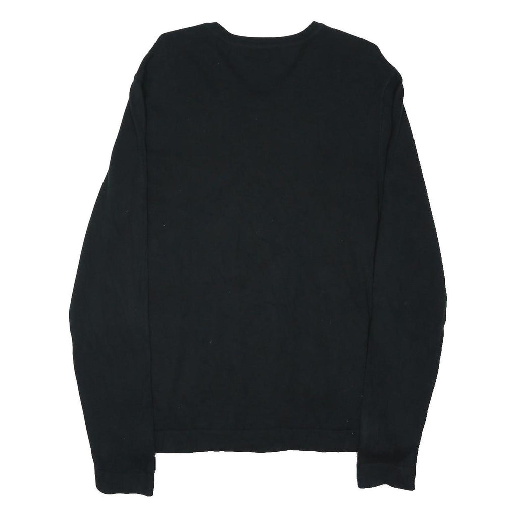 BANANA REPUBLIC Mens Black Plain Cotton Blend Jumper V-Neck Basic Knit M