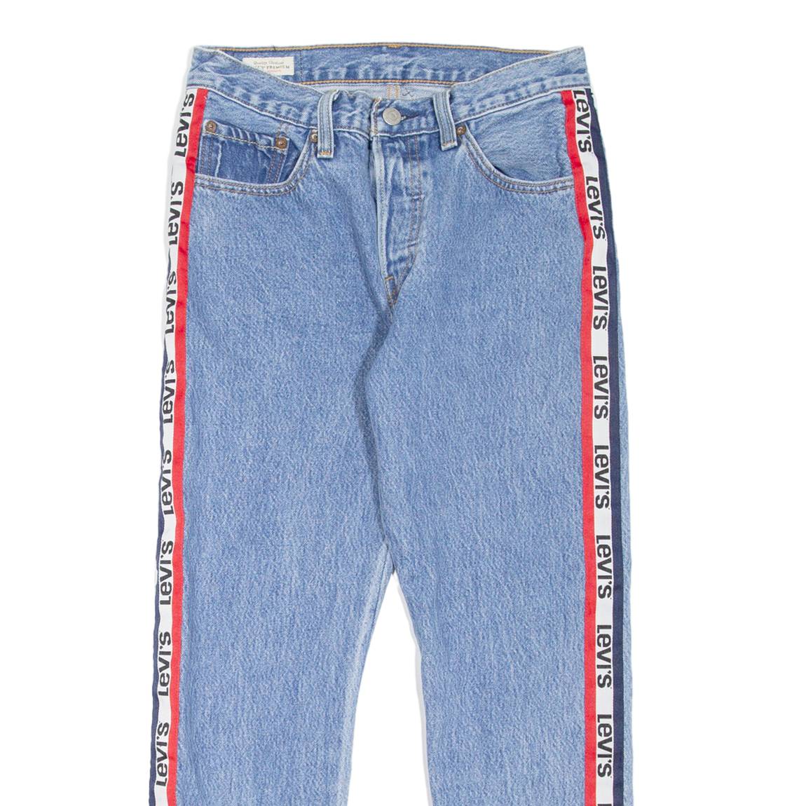 LEVI'S 501 BIG E Jeans Spell Out Womens Blue Regular Straight W26 L25
