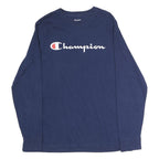 CHAMPION Mens Navy Blue Long Sleeve Crew Neck Cotton T-Shirt L