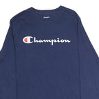 CHAMPION Mens Navy Blue Long Sleeve Crew Neck Cotton T-Shirt L