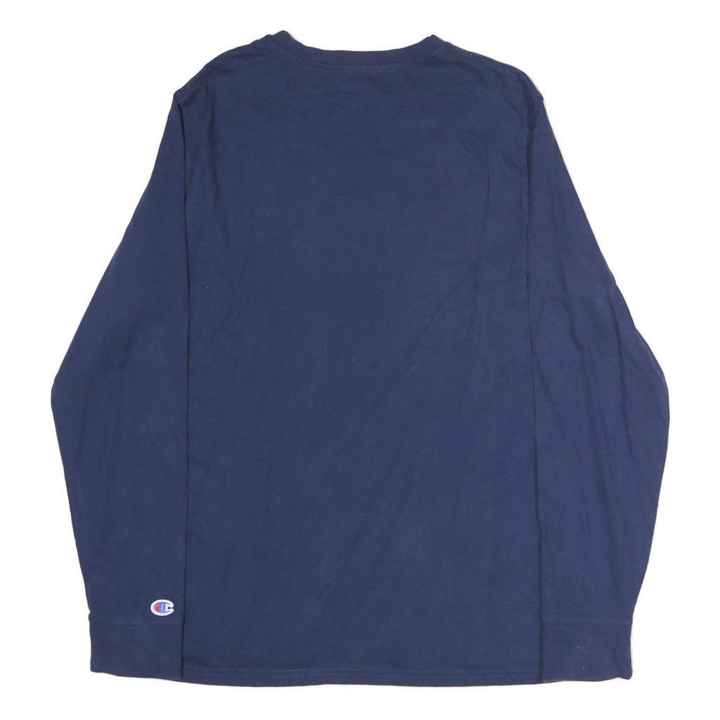 CHAMPION Mens Navy Blue Long Sleeve Crew Neck Cotton T-Shirt L