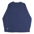 CHAMPION Mens Navy Blue Long Sleeve Crew Neck Cotton T-Shirt L