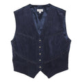 CITY LIFE Womens Navy Leather Button Jacket L Vest Stylish Western Pattern