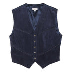 CITY LIFE Womens Navy Leather Button Jacket L Vest Stylish Western Pattern