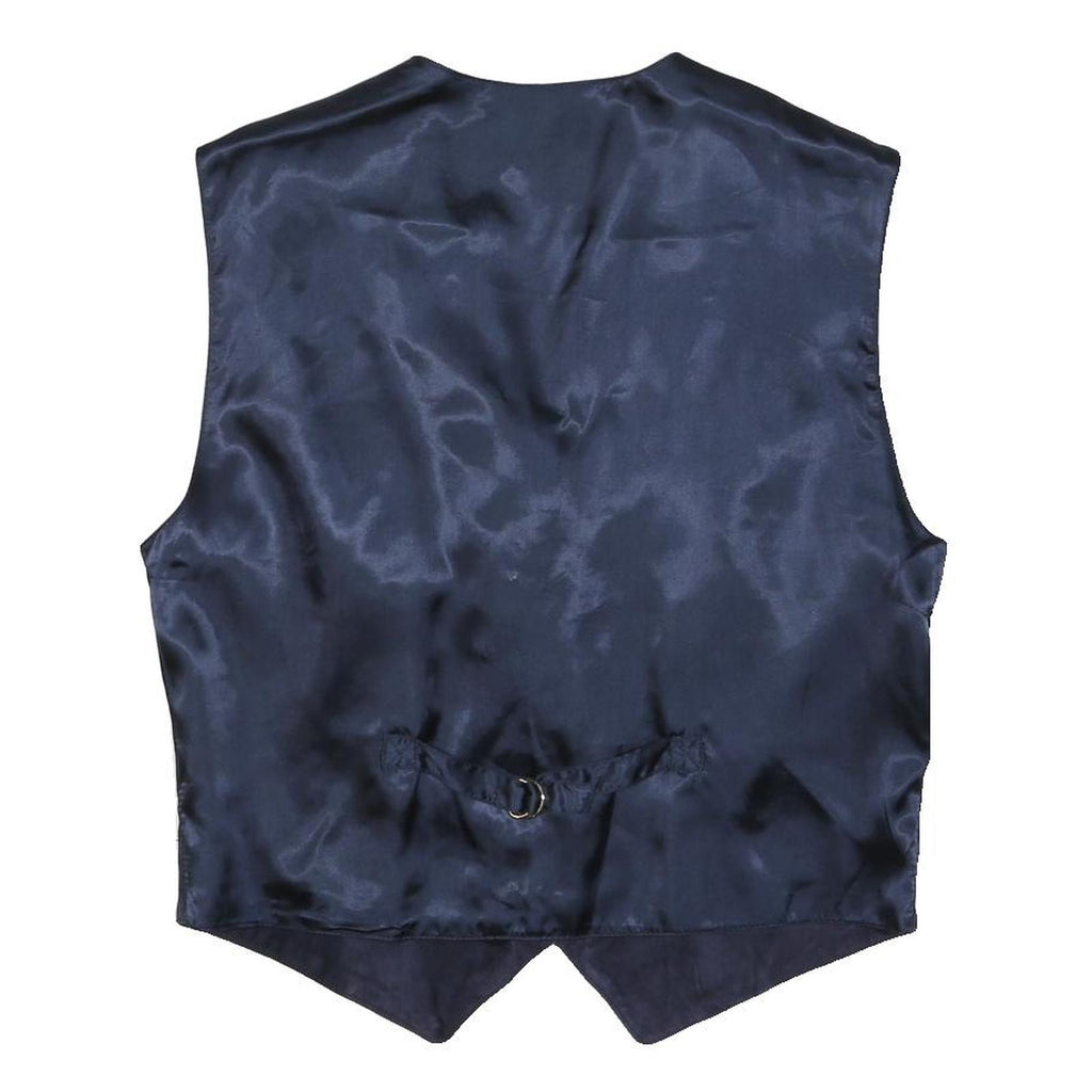 CITY LIFE Womens Navy Leather Button Jacket L Vest Stylish Western Pattern