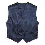 CITY LIFE Womens Navy Leather Button Jacket L Vest Stylish Western Pattern