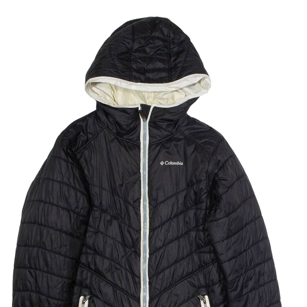 COLUMBIA Womens Puffer Jacket Black Nylon Hooded S