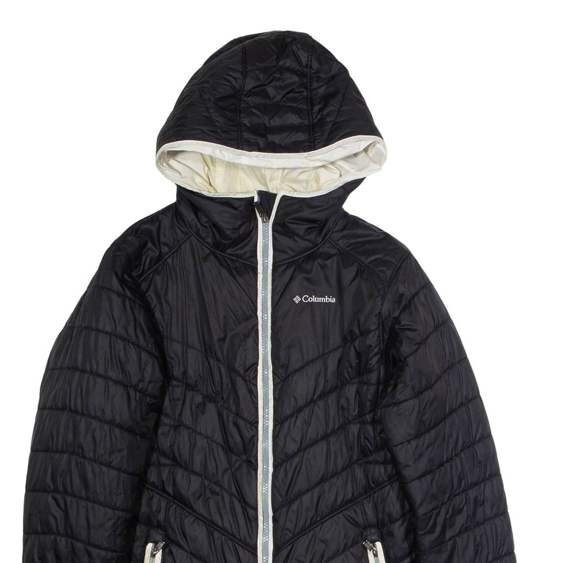 COLUMBIA Womens Puffer Jacket Black Nylon Hooded S