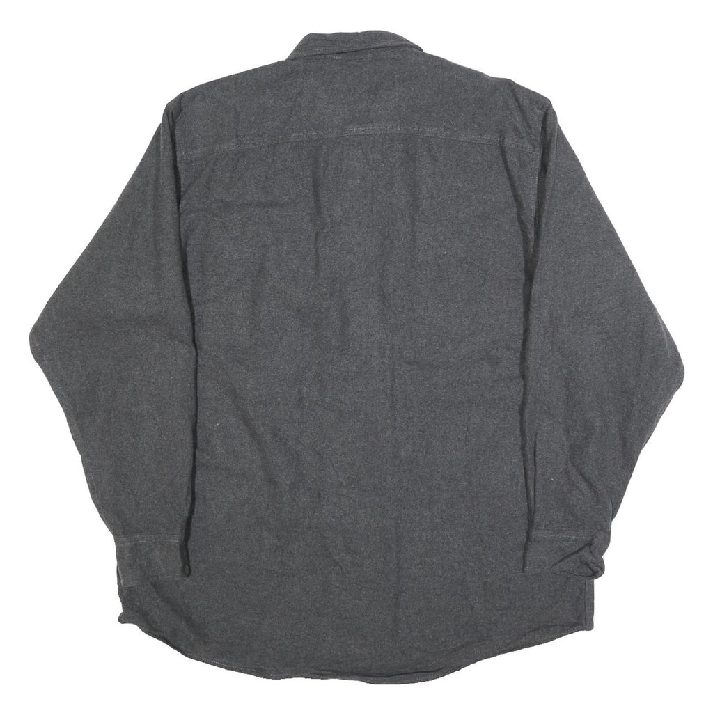 RED HEAD Mens Grey Plain Cotton Blend Shirt XL Long Sleeve Button Front Workwear