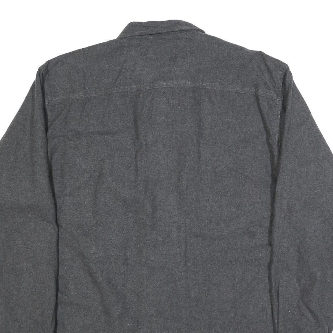 RED HEAD Mens Grey Plain Cotton Blend Shirt XL Long Sleeve Button Front Workwear