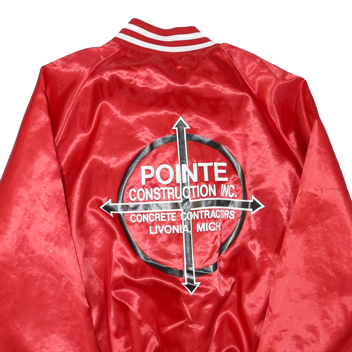 Mens Red Satin Plain Button Bomber Jacket L Polyester Blend Varsity Style