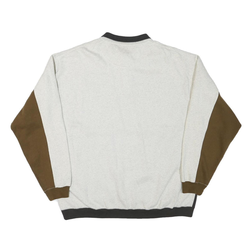 GREAT LAKES Mens Beige & Brown & Black Collared XL Cotton Blend Sweater Pullover