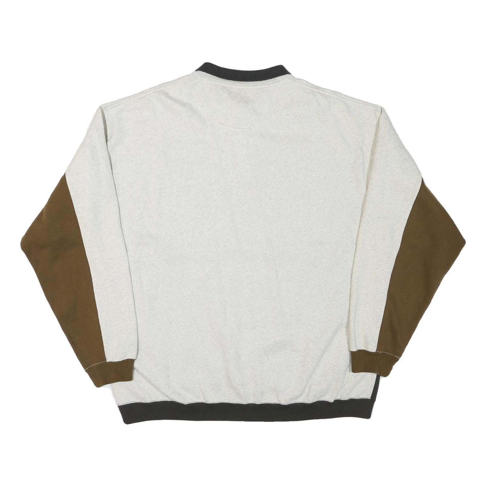 GREAT LAKES Mens Beige & Brown & Black Collared XL Cotton Blend Sweater Pullover