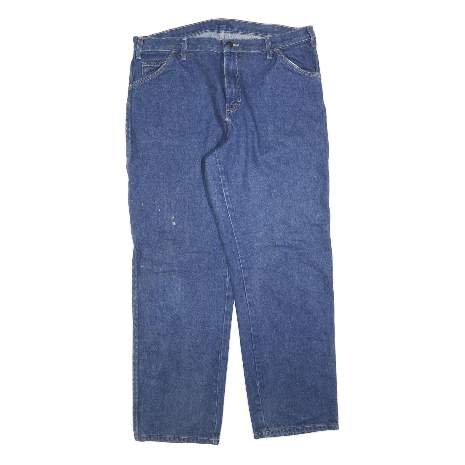 DICKIES Mens Regular Fit Blue Denim Jeans W38 L32 Workwear Zip Pockets