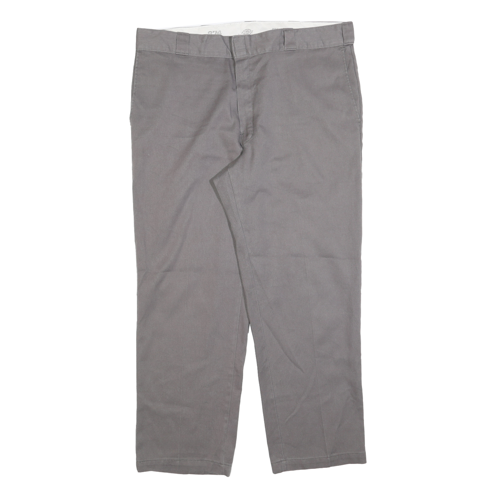 DICKIES Mens Regular Fit Grey Cotton Blend Zip Trousers W40 L30 Workwear Casual