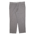 DICKIES Mens Regular Fit Grey Cotton Blend Zip Trousers W40 L30 Workwear Casual