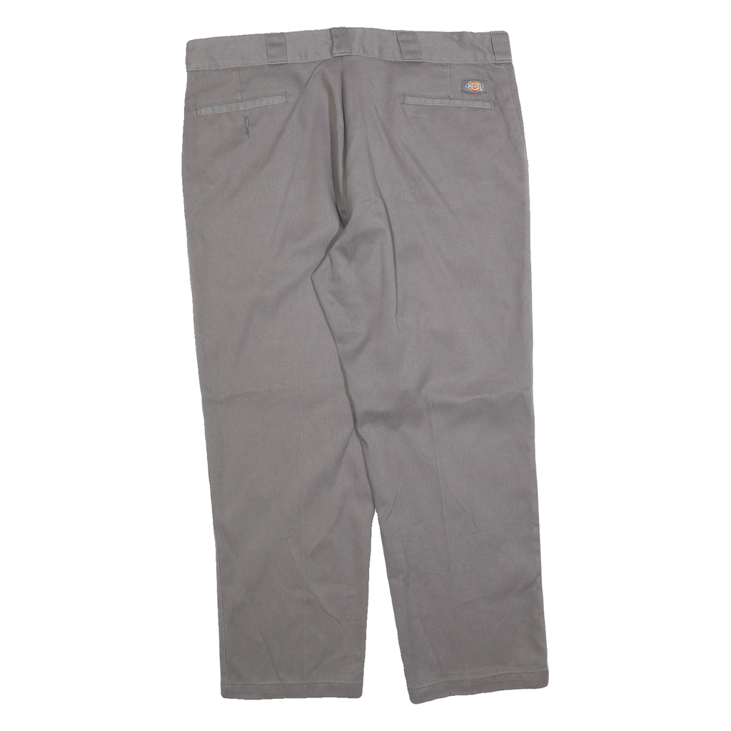 DICKIES Mens Regular Fit Grey Cotton Blend Zip Trousers W40 L30 Workwear Casual