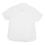 NAUTICA Mens White & Blue Striped Casual Shirt L Cotton Blend Short Sleeve