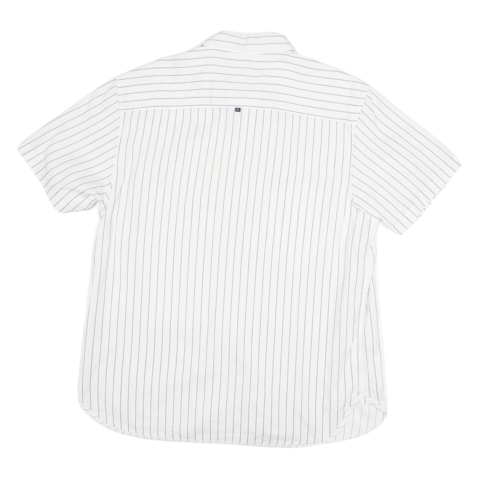 NAUTICA Mens White & Blue Striped Casual Shirt L Cotton Blend Short Sleeve