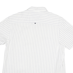 NAUTICA Mens White & Blue Striped Casual Shirt L Cotton Blend Short Sleeve