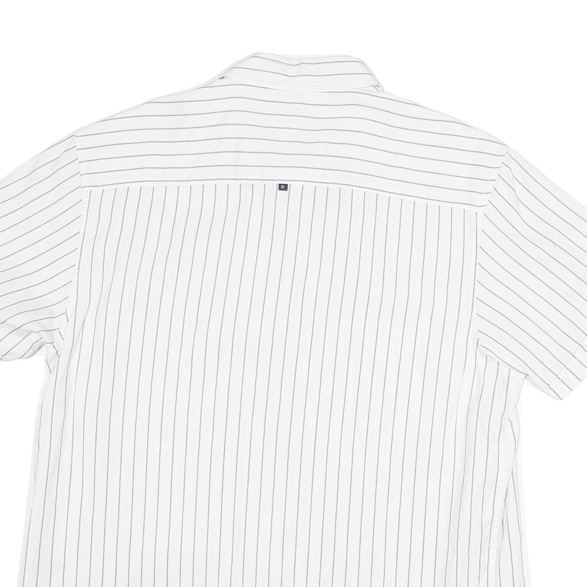 NAUTICA Mens White & Blue Striped Casual Shirt L Cotton Blend Short Sleeve