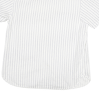 NAUTICA Mens White & Blue Striped Casual Shirt L Cotton Blend Short Sleeve