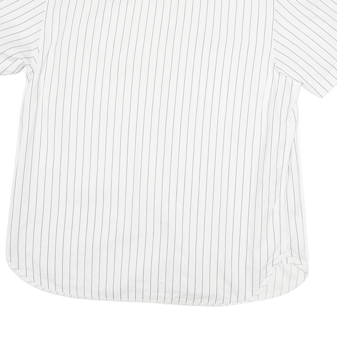 NAUTICA Mens White & Blue Striped Casual Shirt L Cotton Blend Short Sleeve