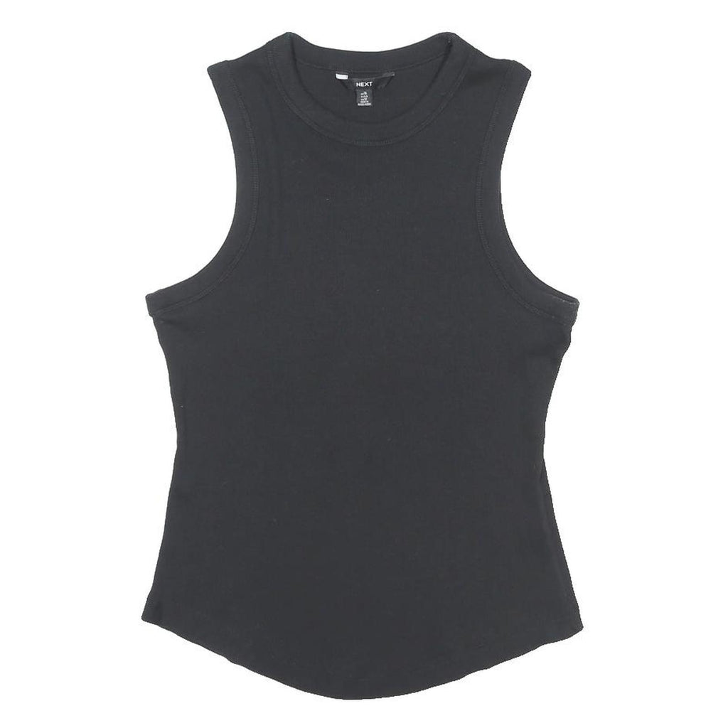 NEXT Womens Black Basic Sleeveless Crew Neck Top UK 16 Cotton Blend