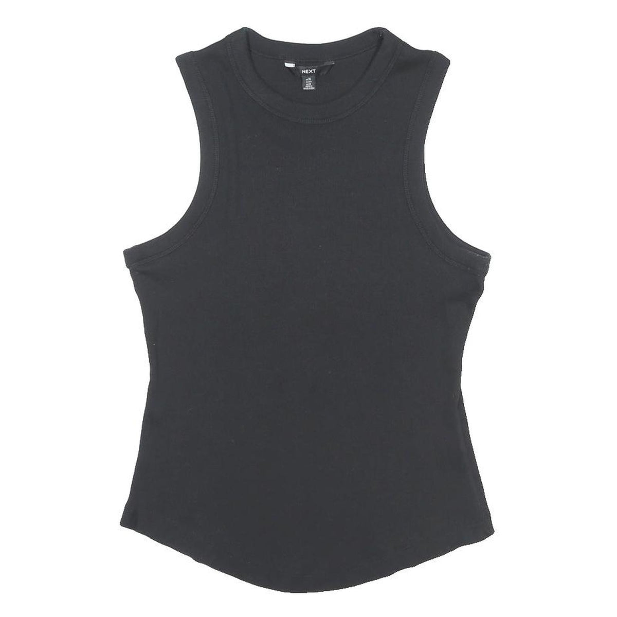 NEXT Womens Black Basic Sleeveless Crew Neck Top UK 16 Cotton Blend