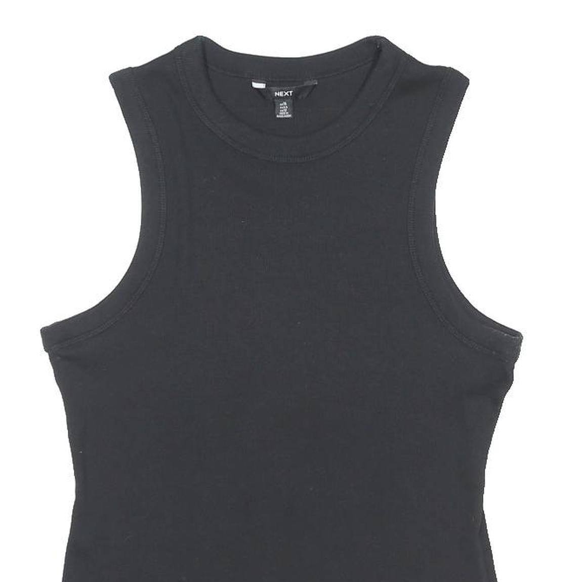 NEXT Womens Black Basic Sleeveless Crew Neck Top UK 16 Cotton Blend