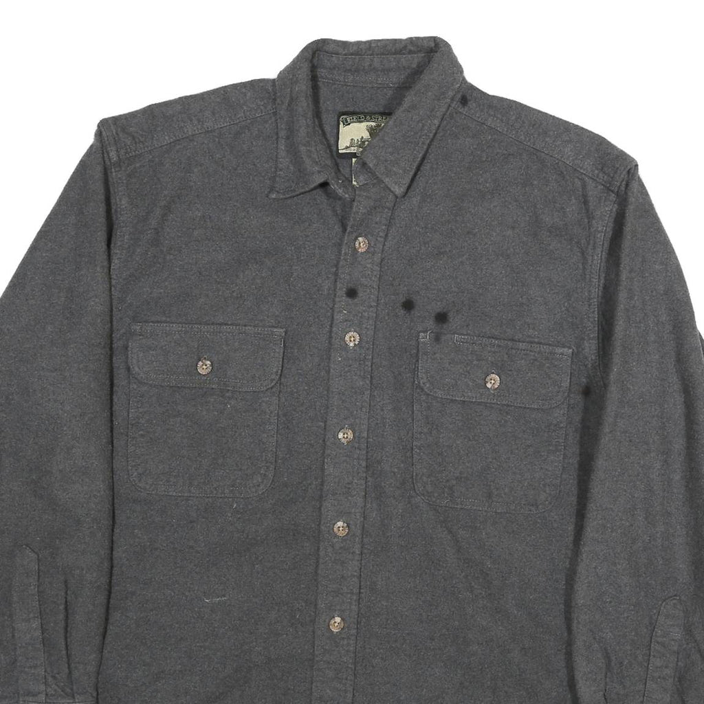 FIELD & STREAM Mens Grey Cotton Blend Long Sleeve Shirt L Casual Outdoor Wear