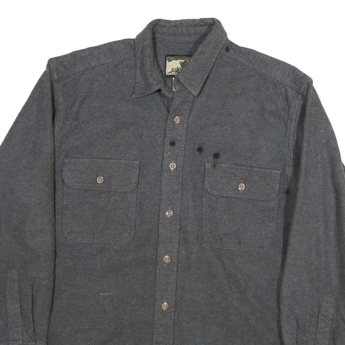 FIELD & STREAM Mens Grey Cotton Blend Long Sleeve Shirt L Casual Outdoor Wear