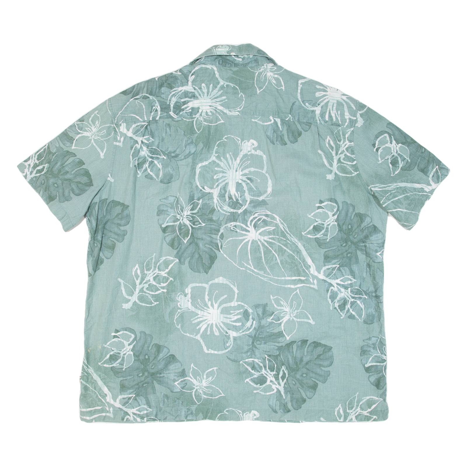 ISLAND SHORE Mens Hawaiian Shirt Green Floral XL