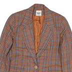 SUBURBAN PETITES Womens Brown & Blue Checked Tailored Jacket M Polyester Blend