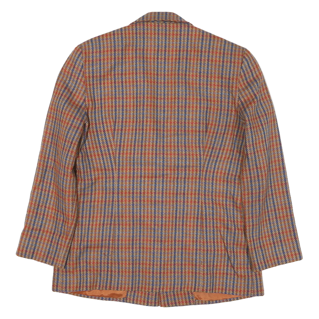 SUBURBAN PETITES Womens Brown & Blue Checked Tailored Jacket M Polyester Blend