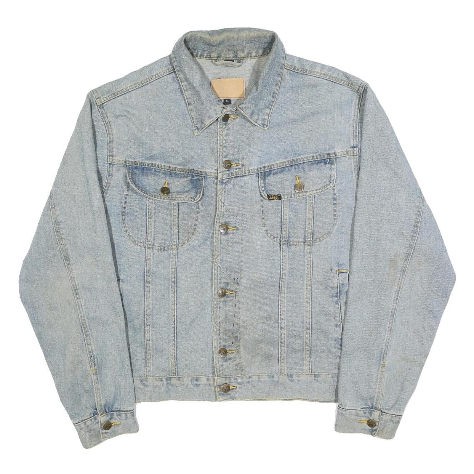 LEE Mens Blue Denim Jacket M Cotton Button Closure Classic Fit Casual Style