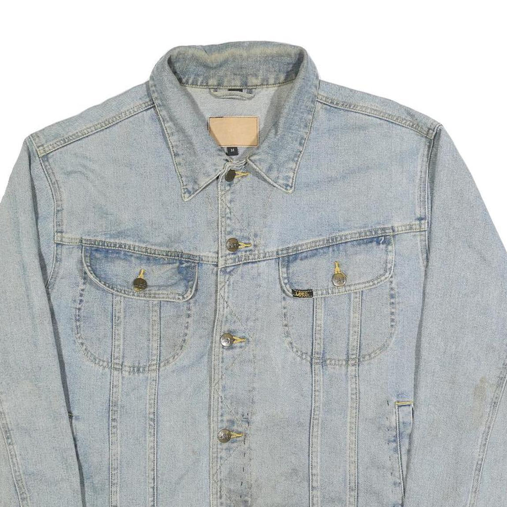 LEE Mens Blue Denim Jacket M Cotton Button Closure Classic Fit Casual Style