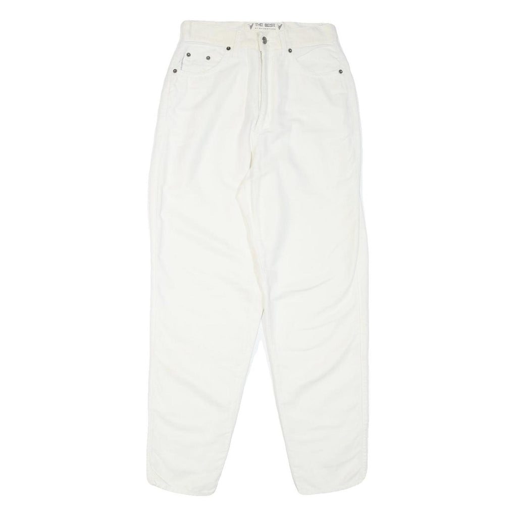 THE BEST Womens Cotton Blend White Regular Fit Straight Trousers W28 L30