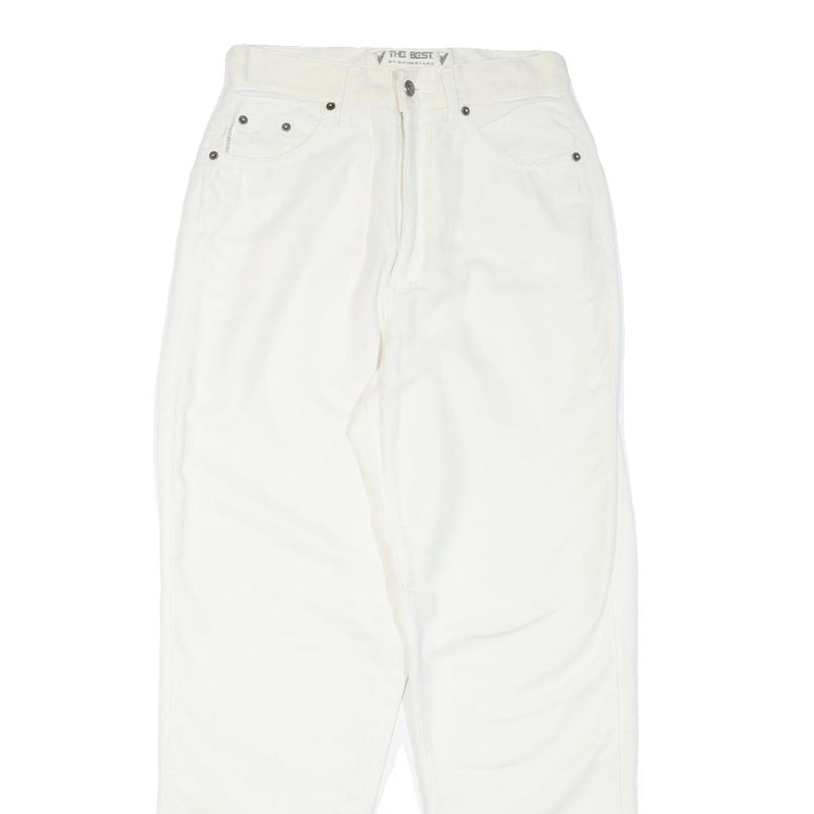 THE BEST Womens Cotton Blend White Regular Fit Straight Trousers W28 L30