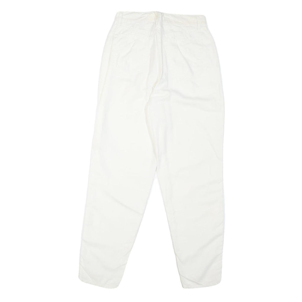THE BEST Womens Cotton Blend White Regular Fit Straight Trousers W28 L30