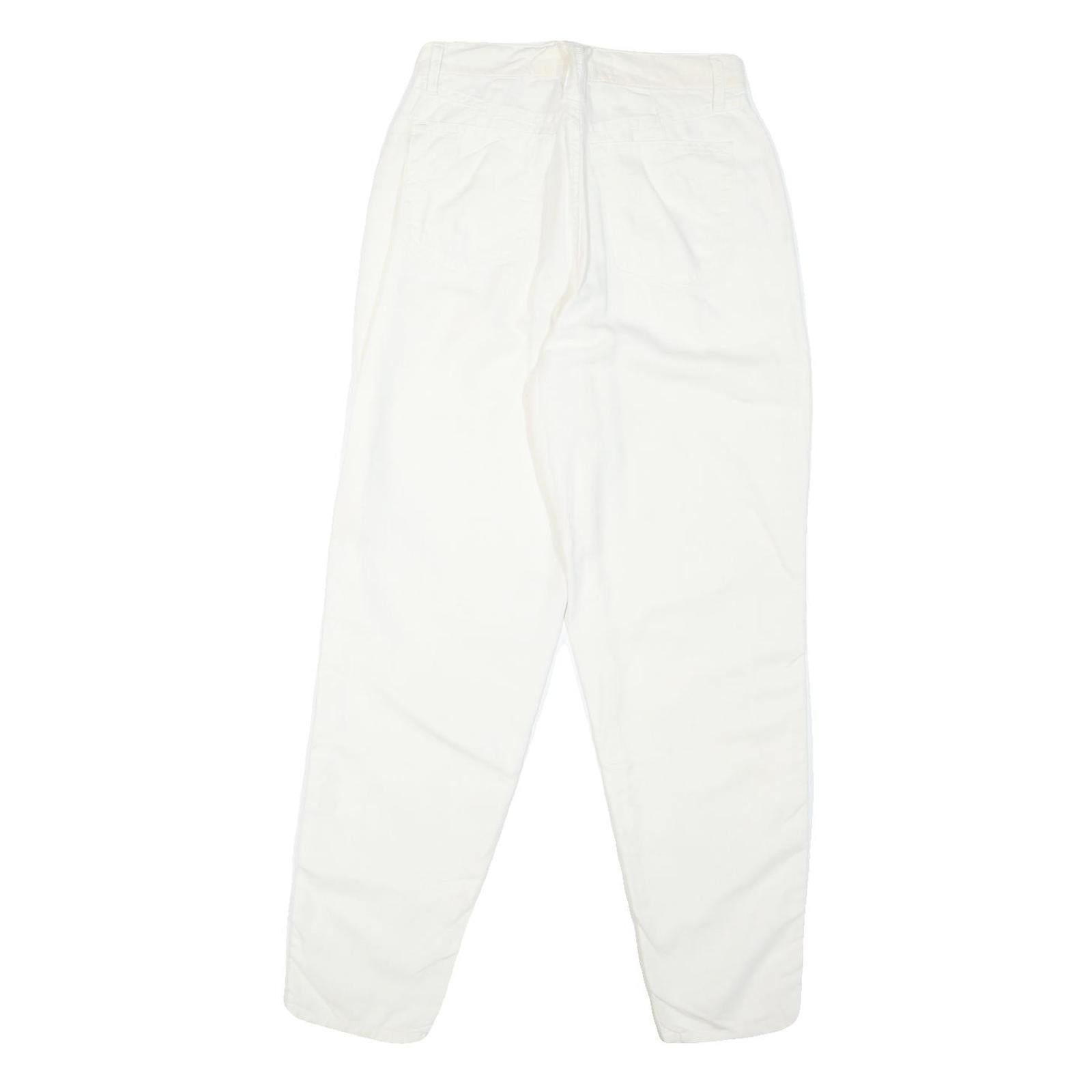 THE BEST Womens Cotton Blend White Regular Fit Straight Trousers W28 L30
