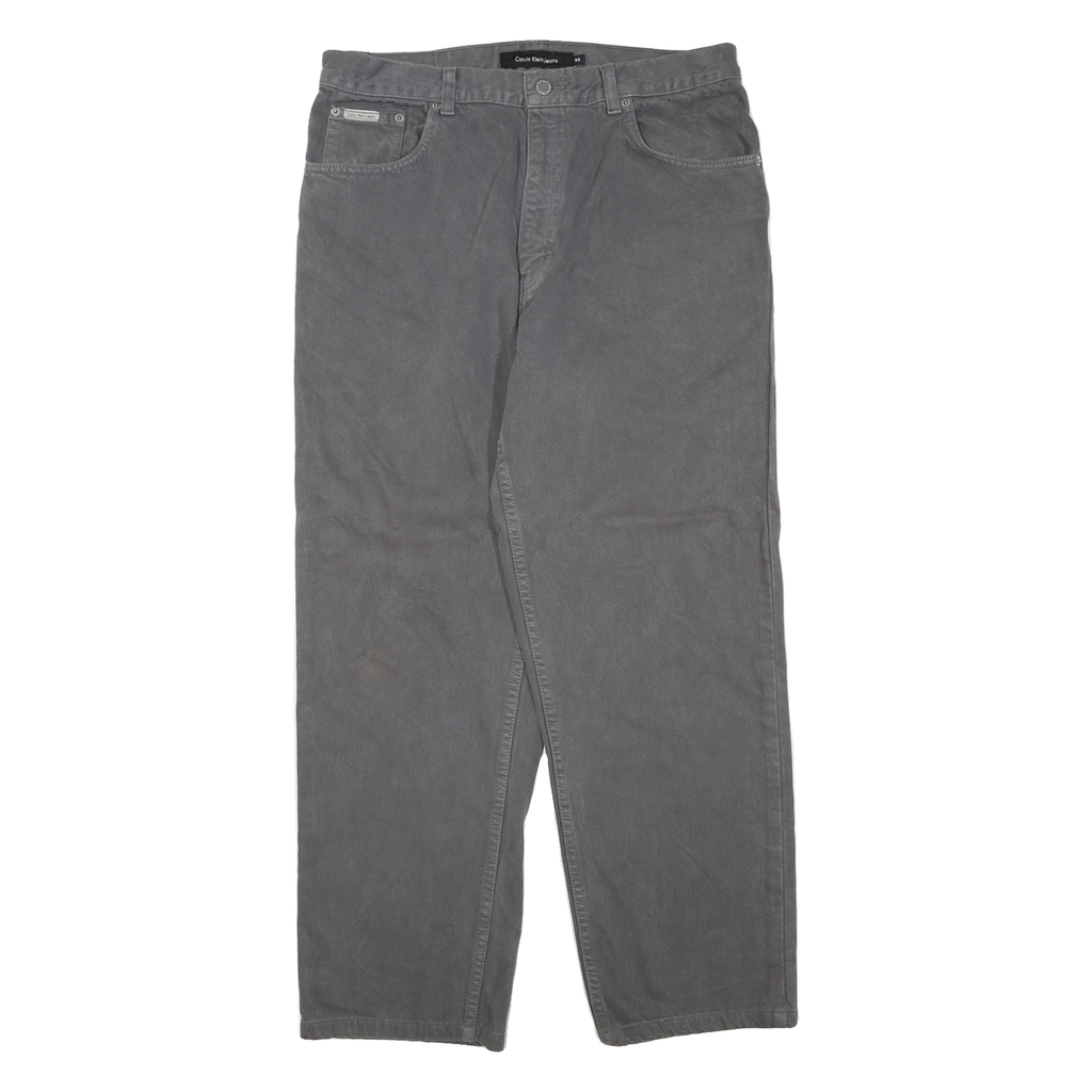 CALVIN KLEIN JEANS Womens Regular Grey Denim W34 L28 Cotton Blend Zip Casual
