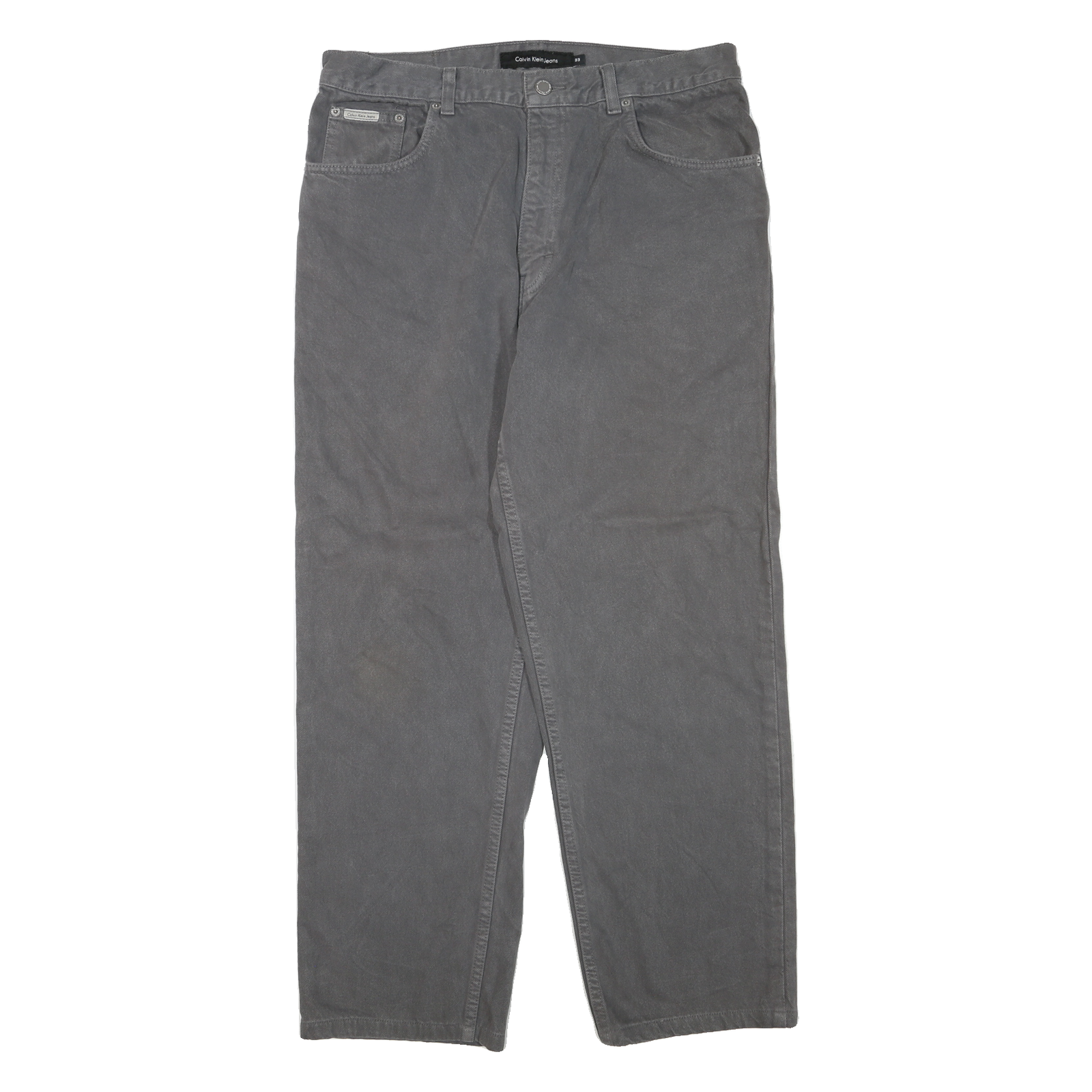 CALVIN KLEIN JEANS Womens Regular Grey Denim W34 L28 Cotton Blend Zip Casual