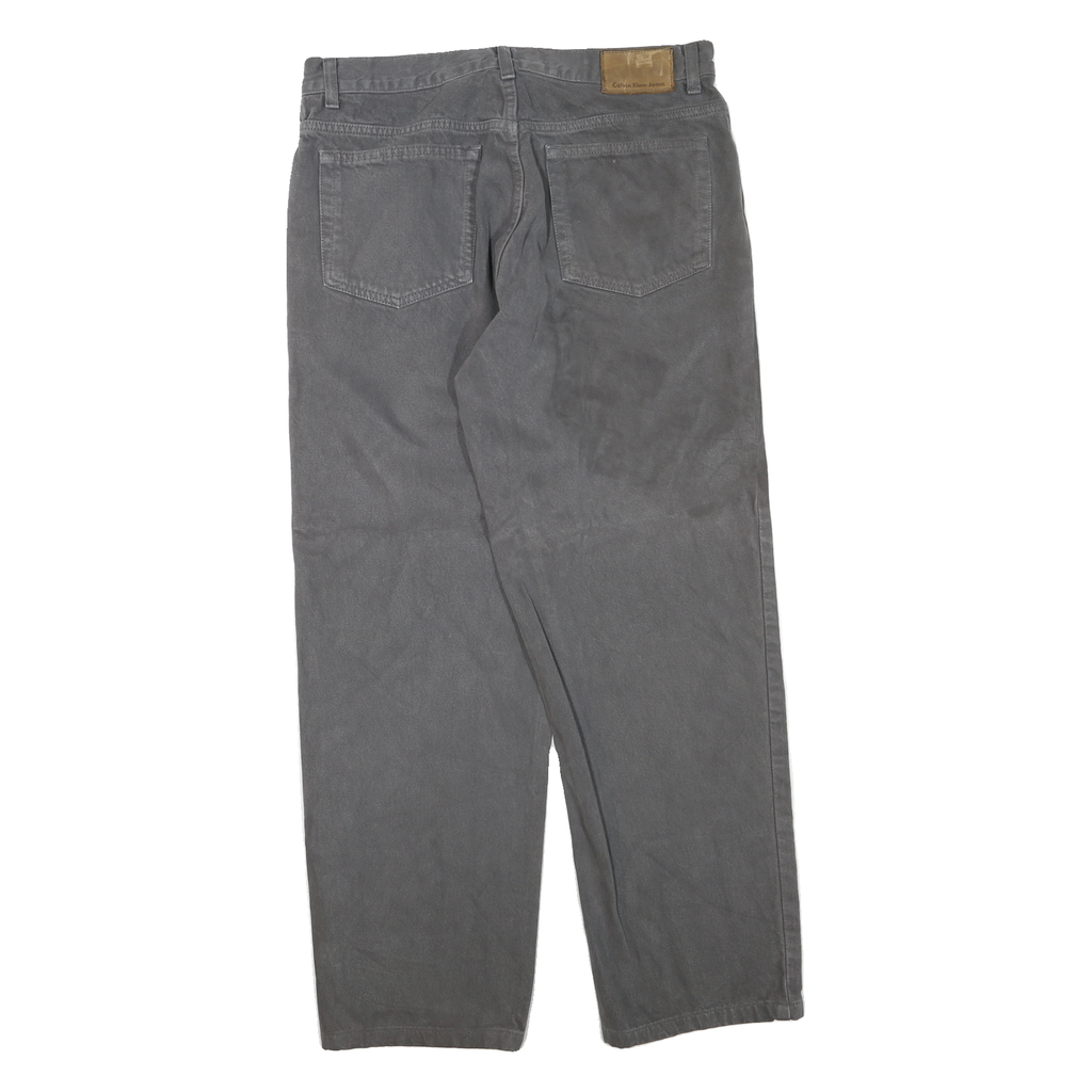 CALVIN KLEIN JEANS Womens Regular Grey Denim W34 L28 Cotton Blend Zip Casual